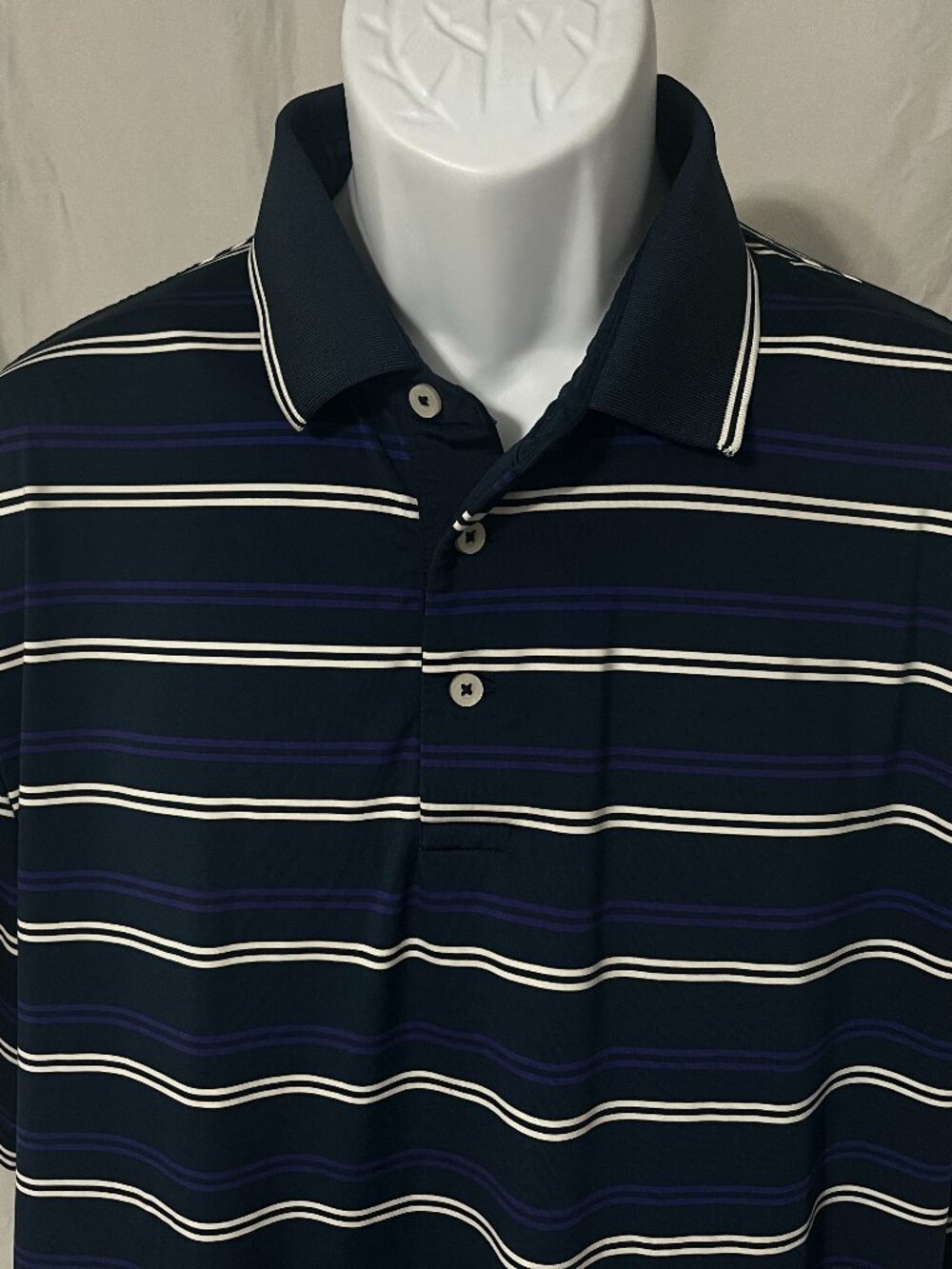⛳ RLX Ralph Lauren Men's Tour Style Golf Polo Shirt L Blue White Striped 🏌️